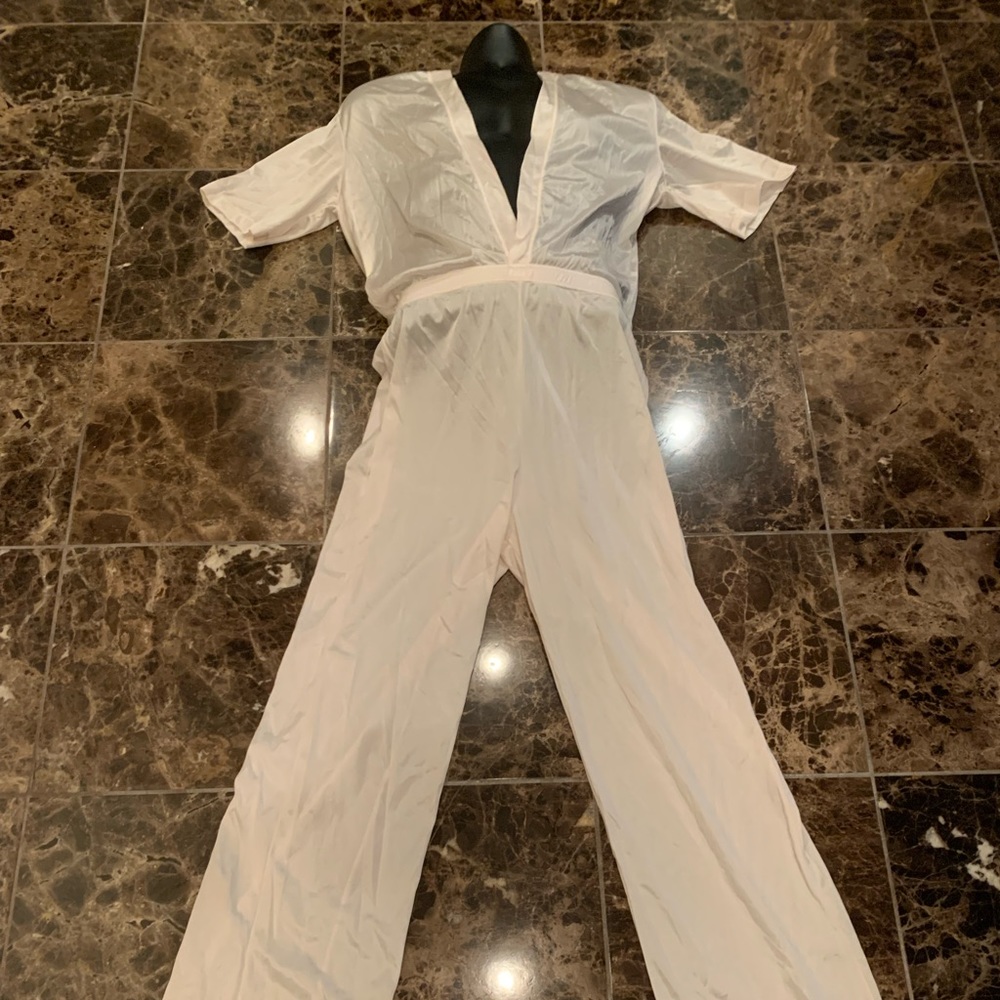 Open Chest  Lounger one piece Tricot - White XY101